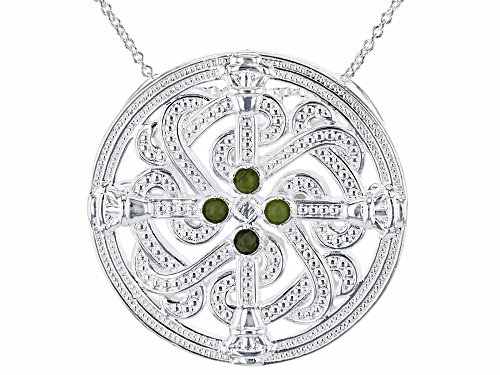 Artisan Collection of Ireland™ 3mm Connemara Marble Silver Tone Viking Pendant/Brooch With Chain