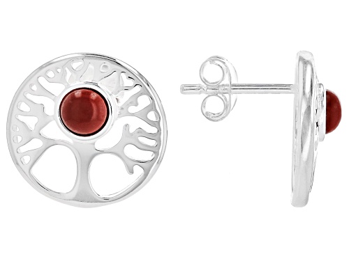 Artisan Collection of Ireland™ 4mm Red Jasper Sterling Silver "Tree of Life" Earrings