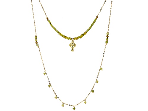 Artisan Collection of Ireland™ Connemara Marble Gold Tone Celtic Cross Necklace - Size 24