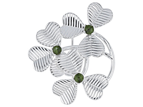 Artisan Collection of Ireland™ 3mm Connemara Marble Sterling Silver Shamrock Brooch
