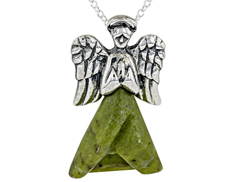 Artisan Collection of Ireland™ Connemara Marble Silver Angel Pendant With 24" Chain