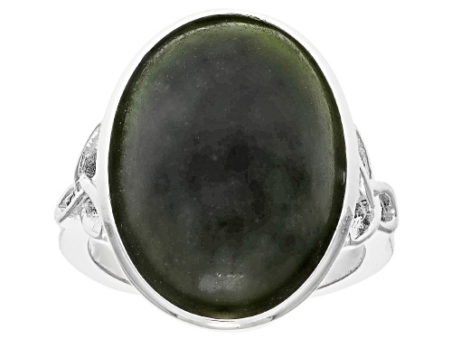 Artisan Collection of Ireland™  18x12mm Connemara Marble Silver Tone Trinity Knot Ring - Size 10