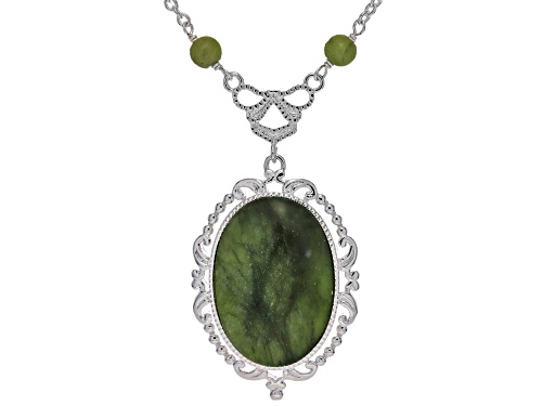 Artisan Collection of Ireland™ 22x15mm Connemara Marble Silver Tone Cameo Style 24" Necklace