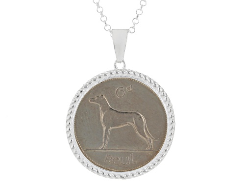 Artisan Collection of Ireland™ Silver Tone Irish Wolf  Coin Pendant With 24