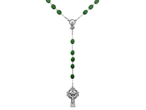 Photo of Artisan Collection of Ireland™ 10x8mm Green Ceramic Silver-tone Over Brass Rosary
