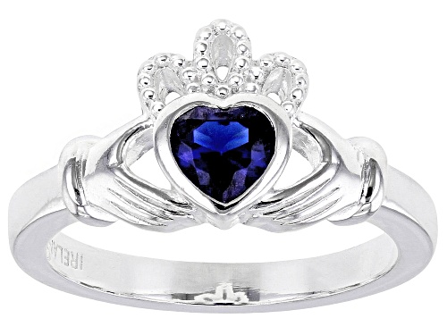 Artisan Collection of Ireland™ .55ct Sapphire Simulant  Silver "September Birthstone" Claddagh Ring - Size 7