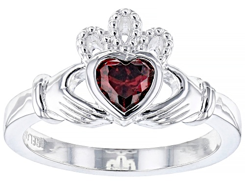 Artisan Collection of Ireland™ .72ct Garnet Simulant Silver "January Birthstone" Claddagh Ring - Size 8