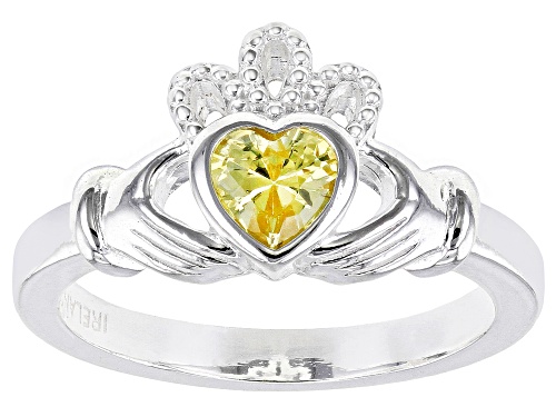 Artisan Collection of Ireland™ .78ct Citrine Simulant Silver "November Birthstone" Claddagh Ring - Size 8