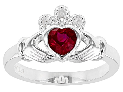 Photo of Artisan Collection of Ireland™ .60ct Lab Created Ruby Silver "July Birthstone" Claddagh Ring - Size 8