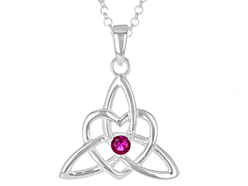 Photo of Artisan Collection of Ireland™ .13ct Red Ruby Simulant Silver "July Birthstone" Trinity Knot Pendant