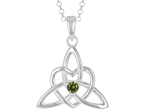 Photo of Artisan Collection of Ireland™.19ct Peridot Simulant Silver "August Birthstone" Trinity Knot Pendant