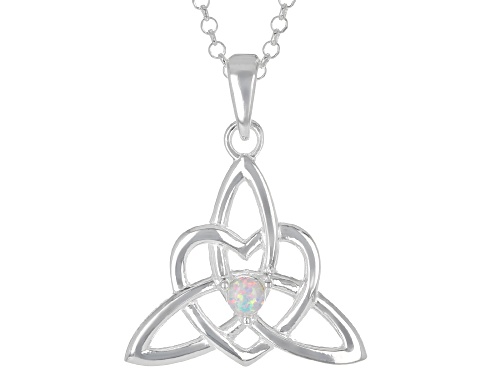 Photo of Artisan Collection of Ireland™.08ct Lab Created Opal Silver "October Birthstone" Trinity Pendant