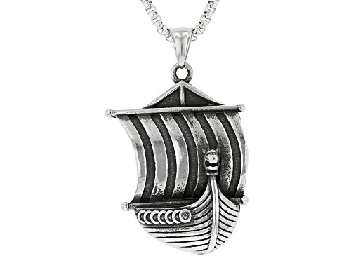 Artisan Collection of Ireland™ Stainless Steel Viking Ship Pendant with Chain