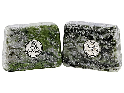 Artisan Collection of Ireland™ Silver Over Brass Motif Connemara Marble Set of 2 Paperweights