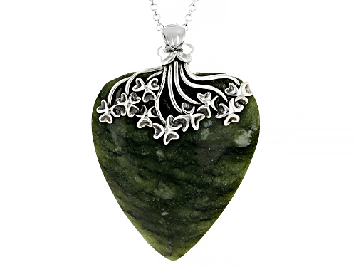 Artisan Collection Of Ireland™ Connemara Marble Sterling Silver Shamrock Pendant With Chain