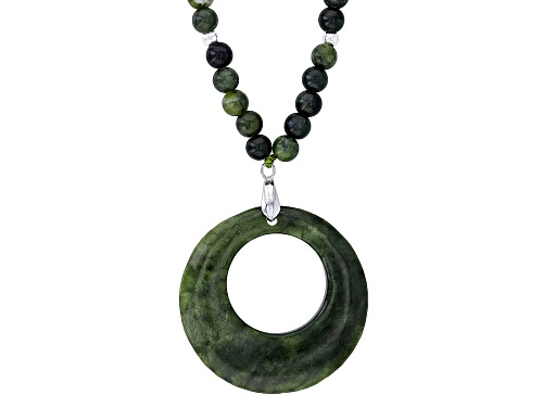 Artisan Collection of Ireland™ Connemara Marble Silver Tone "Luck" Stone 32" Necklace - Size 32