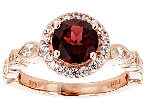 Photo of 1.28ct Vermelho Garnet™ With 0.89ctw White Zircon 18k Rose Gold Over Sterling Silver Ring - Size 8