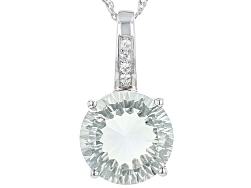 Photo of 6.38ct Prasiolite And 0.02ctw White Zircon Rhodium Over Sterling Pendant With Chain