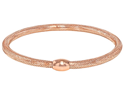 Splendido Italian Jewelry™ 10k Rose Gold Over 10k Gold 3.5mm Mesh "Goccia" Stretch Bangle - Size L