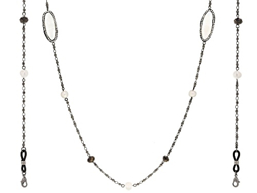 Photo of Joan Boyce, Gunmetal Tone Crystal and Mother-of-Pearl Face Mask Chain Holder