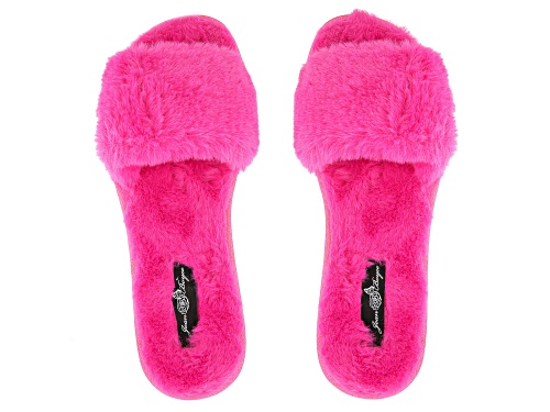 Photo of Joan Boyce, Fuchsia Pink Faux Fur Slipper