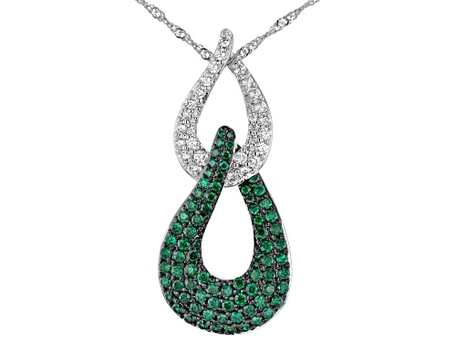 Photo of Joan Boyce, 0.17ctw White and 0.08ctw Green Cubic Zirconia Rhodium Over Brass Necklace - Size 18