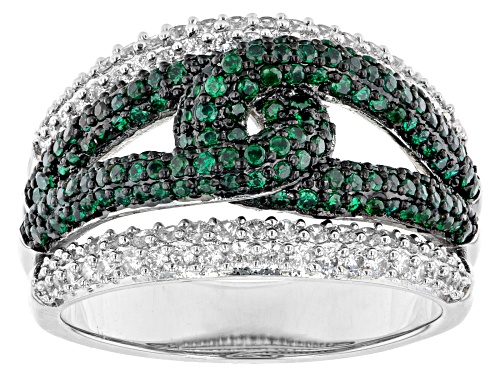 Joan Boyce, 0.12ctw White and 0.03ctw Green Cubic Zirconia Rhodium Over Brass Ring - Size 6