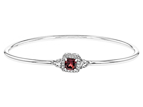 Photo of .90ct Garnet And .68ctw White Topaz Sterling Silver Bangle Bracelet - Size 7.5