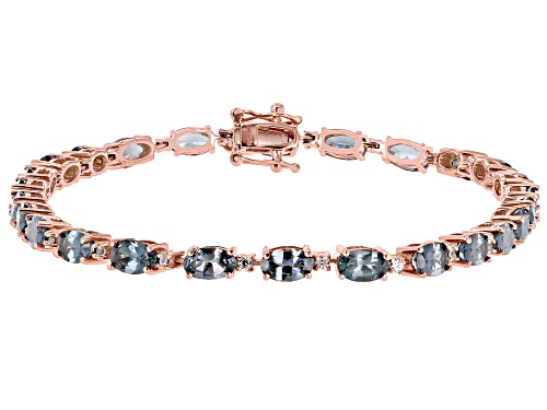 Photo of 6.72ctw Oval Platinum Spinel With 0.28ctw Round White Zircon 10k Rose Gold Bracelet - Size 7.25