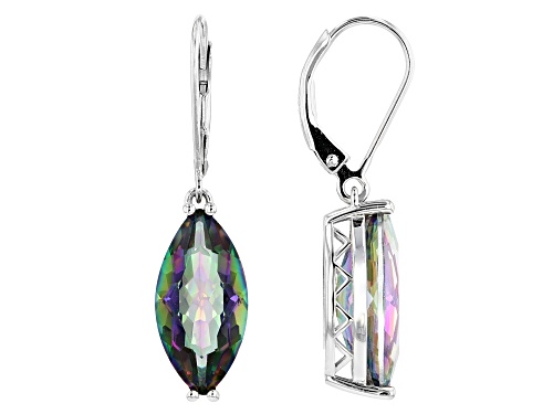 Photo of 6.46ctw Marquise Multi-Color Quartz Rhodium Over Sterling Silver Dangle Earrings