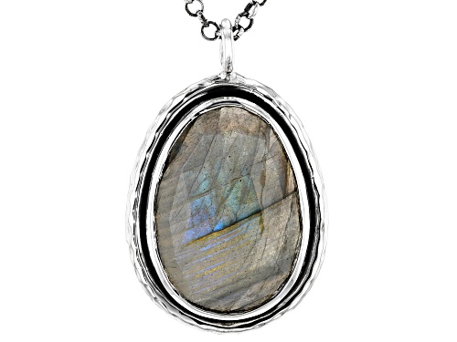 21.00ct Labradorite Sterling Silver Pendant with Chain