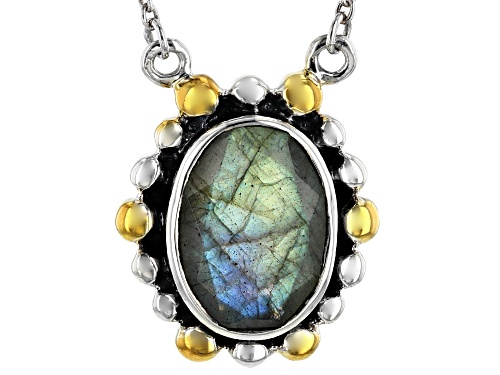 5.00ct Oval Labradorite Sterling Silver Necklace