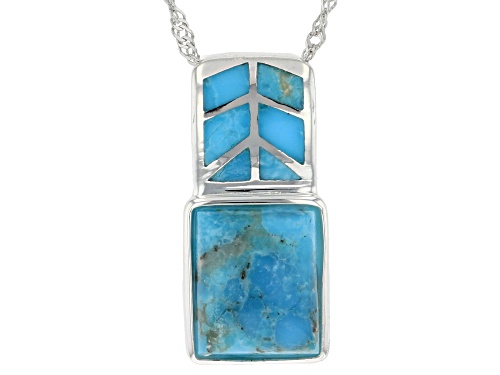Photo of Mixed Shape Turquoise Rhodium Over Sterling Silver Pendant With Chain