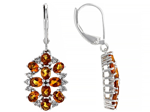 Photo of 3.23ctw Oval Madeira Citrine and 0.75ctw Zircon Rhodium Over Sterling Silver Earrings