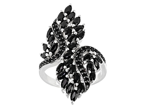 Photo of 2.07ctw Marquise and .33ctw round black spinel rhodium over sterling silver ring - Size 7