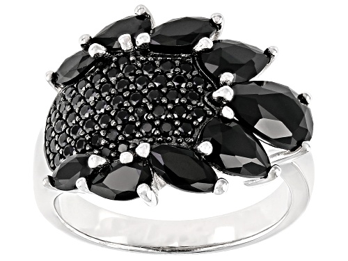 3.10ctw Mixed Shape Black Spinel Rhodium Over Sterling Silver Ring - Size 8