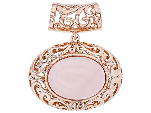 Photo of 16x12mm Oval Cabochon Pink Opal 18K Rose Gold Over Silver Solitaire Slide Pendant