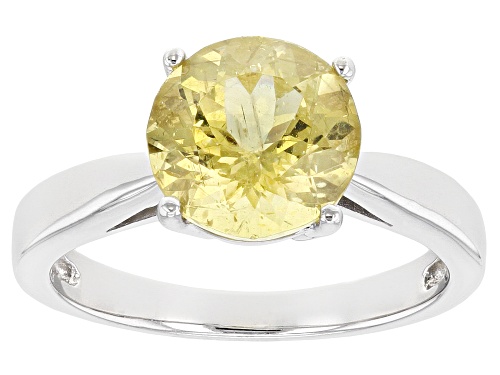 Photo of 2.44ct Round Yellow Apatite Rhodium Over Silver Solitaire Ring - Size 10
