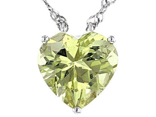 Photo of 3.37ct Heart Shape Yellow Apatite Rhodium Over Silver Solitaire Necklace