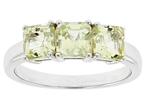 Photo of 1.91ctw Asscher Cut Yellow Apatite Rhodium Over Sterling Silver 3-Stone Ring - Size 8