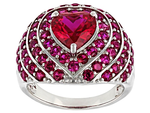 Photo of 4.54ctw Lab Created Ruby Rhodium Over Sterling Silver Ring - Size 7