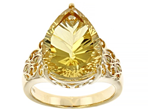 Photo of 6.65ct Quantum Cut® Champagne Quartz With 0.03ctw Diamond Accent 18k Yellow Gold Over  Silver Ring - Size 7