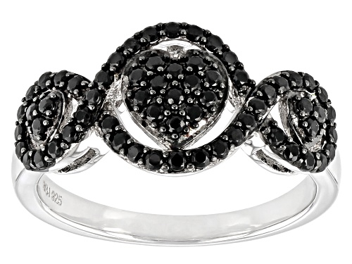 Photo of 0.64ctw Round Black Spinel Rhodium Over Sterling Silver Ring - Size 7