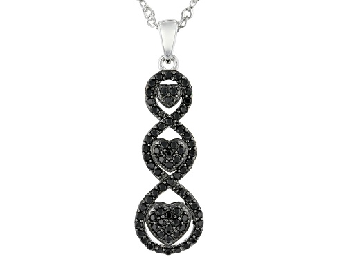 Photo of .73ctw Round Black Spinel Rhodium Over Sterling Silver Pendant With Chain