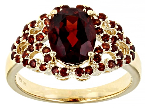 Photo of 2.13ct Oval and .54ctw Round Red Vermelho Garnet™ 18k Yellow Gold Over Sterling Silver Ring - Size 7