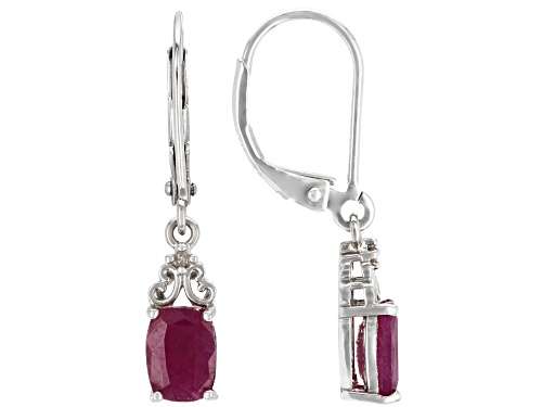 Photo of 2.21ctw Indian Ruby With .01ctw Champagne Diamond Rhodium Over Sterling Silver Earrings