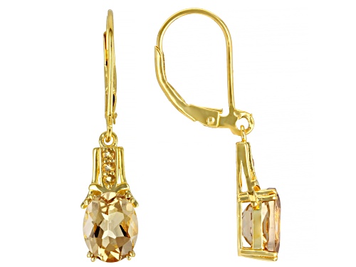 2.89ctw Champagne Quartz and 0.15ctw Golden Citrine 18K Yellow Gold Over Sterling Silver Earrings