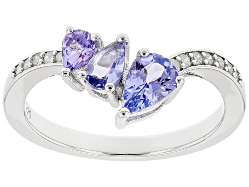 Photo of .65ctw Tanzanite With .08ctw White Diamond Rhodium Over Sterling Silver Ring - Size 9