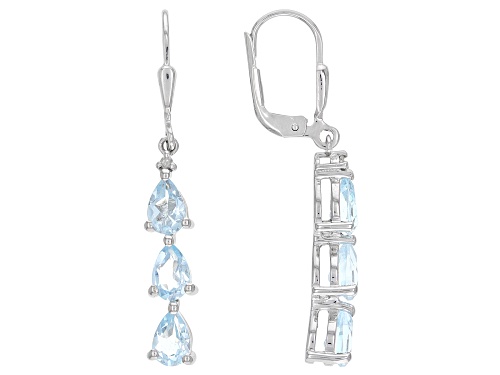 Photo of 2.60ctw Pear Shape Glacier Topaz(TM) With .02ctw White Diamond Accent Rhodium Over Silver Earrings