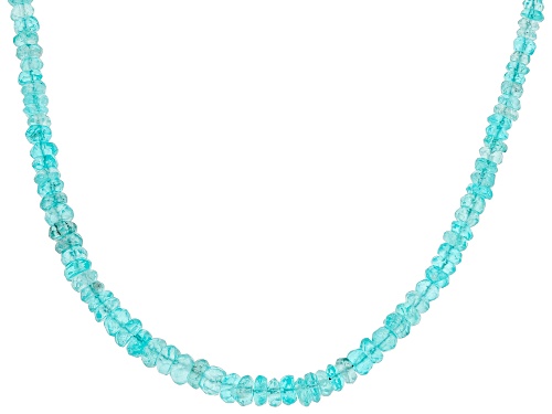 Photo of 3.5mm-5mm Graduated Round Sky Blue Apatite  Bead Sterling Silver Necklace - Size 18
